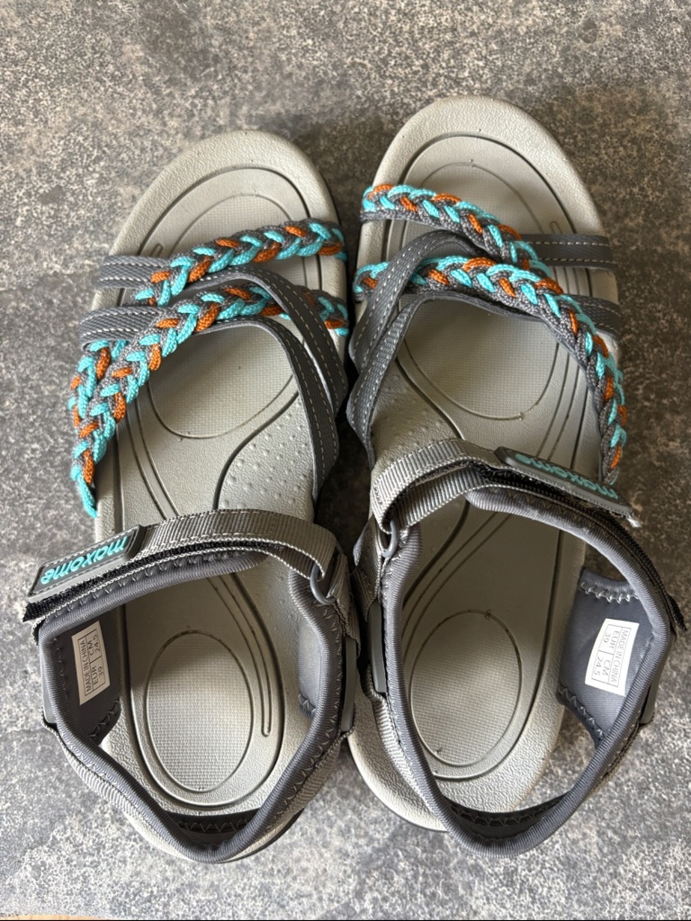 Sandals with Teal & Orange Braided Straps